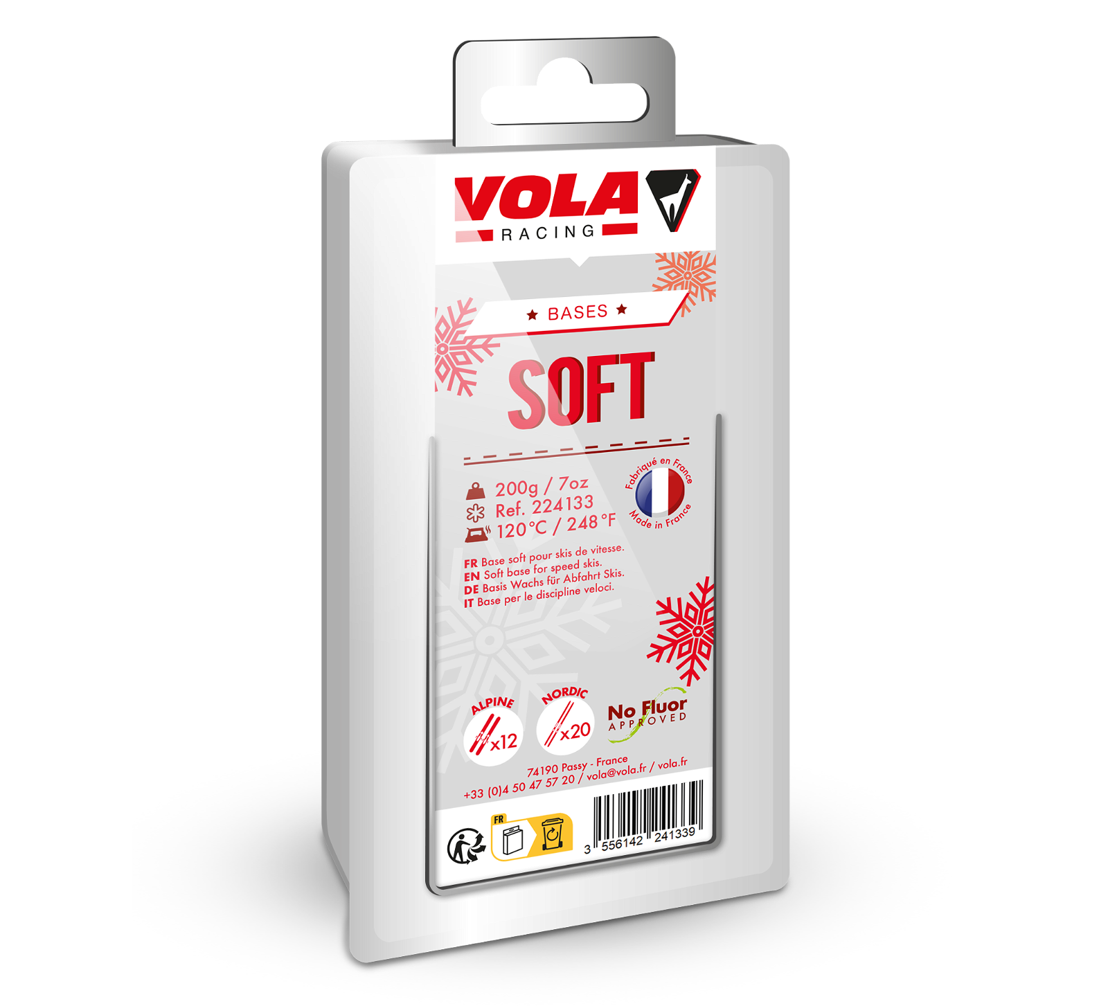 Vola Racing Base Soft Ski Wax 200g / No Fluor