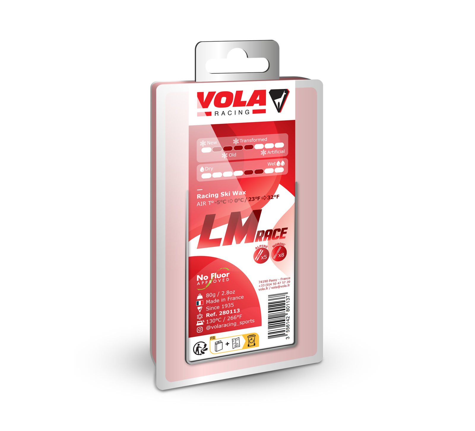Vola Racing LM Race Ski & Snowboard Wax Red 80 g / No fluor