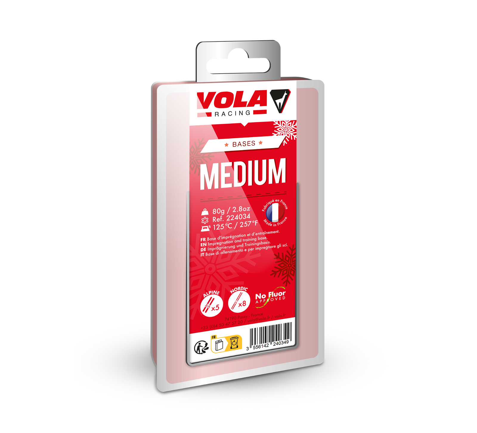 Vola Racing Base Medium Ski Wax 80g / No Fluor