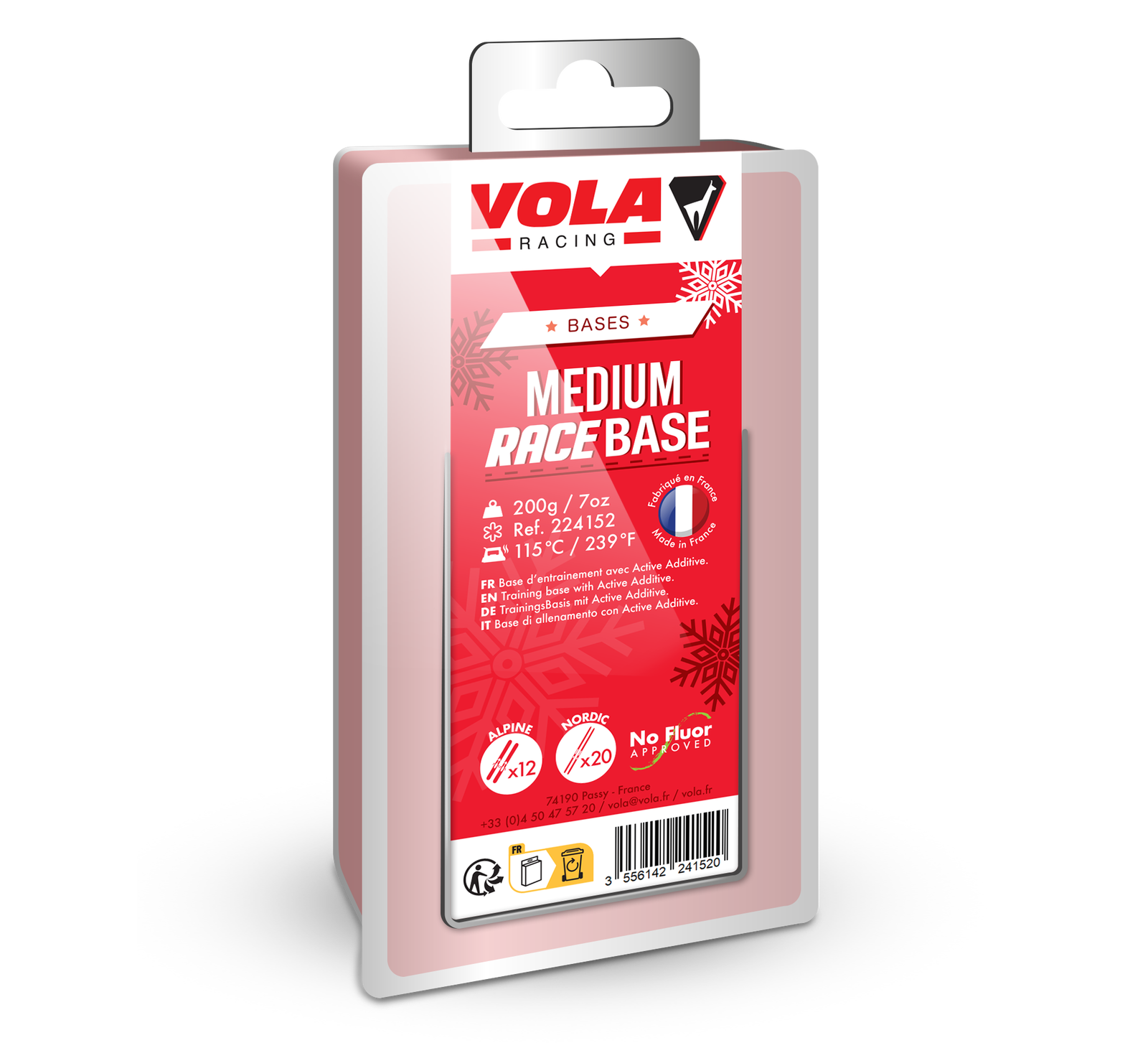 Vola Racing Base Medium LM Race Ski Wax 200g / No Fluor