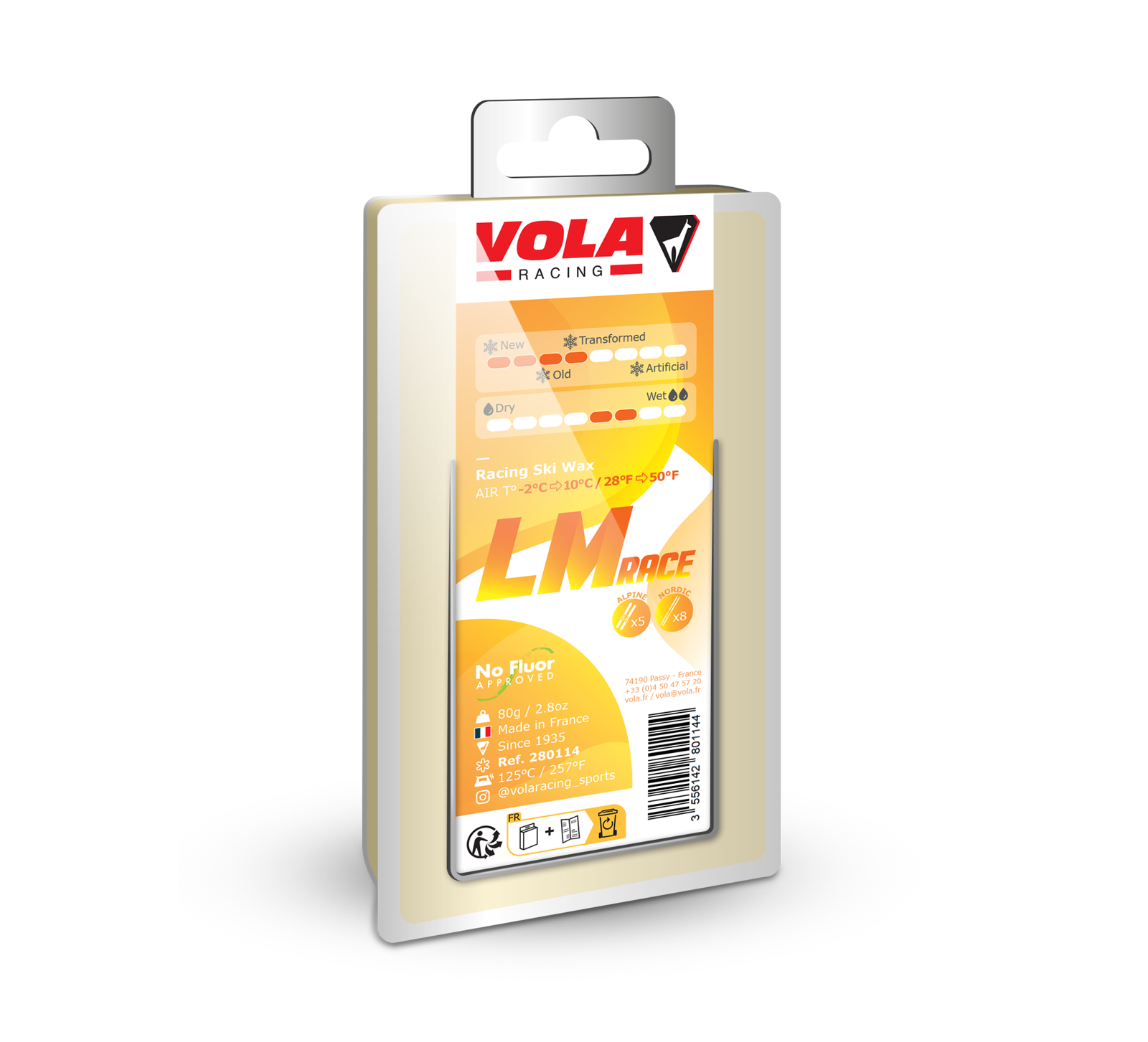 Vola Racing LM Race Ski & Snowboard Wax Yellow 80 g / No fluor