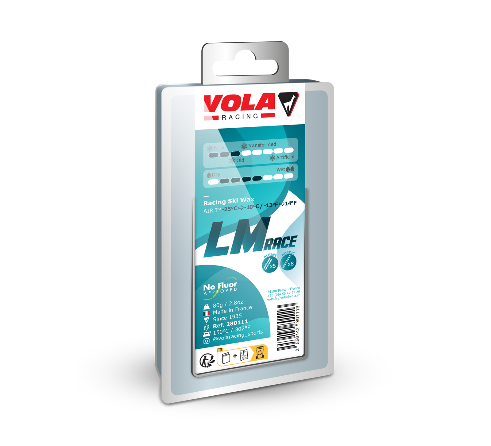Vola Racing LM Race Ski & Snowboard Glide Wax 80 g Blue / No fluor