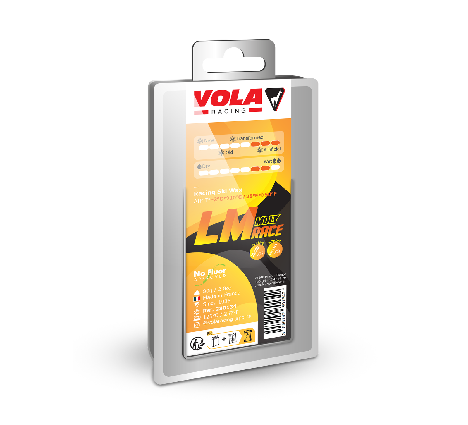 Vola Racing Molybden LM Race Yellow Ski Wax 80g / No fluor