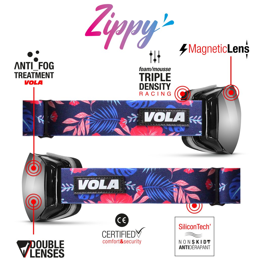 Vola Racing Zippy Ski & Snowboard Goggles / Natural / Anti fog / Magnetic Goggles / UV400 Protection